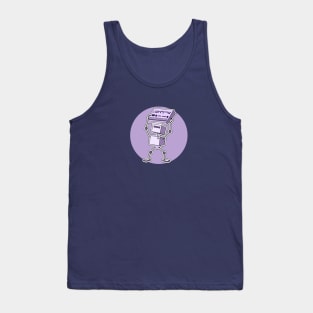 Robot Holding Drum Machine Purple Tint Tank Top